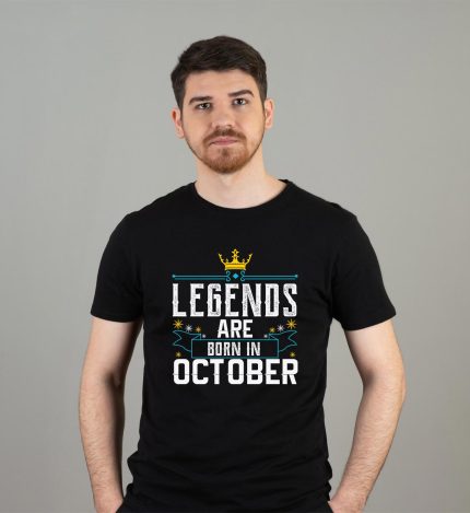 tricou aniversar octombrie, tricouri legende, tricou personalizat negru